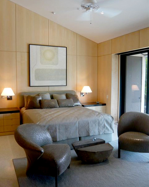 Дизайн спальни в серо-бежевых тонах 